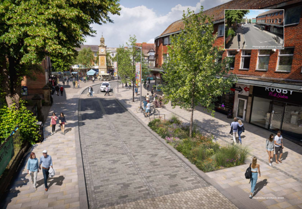 Artist's impression of Church Street with public realm improvements.