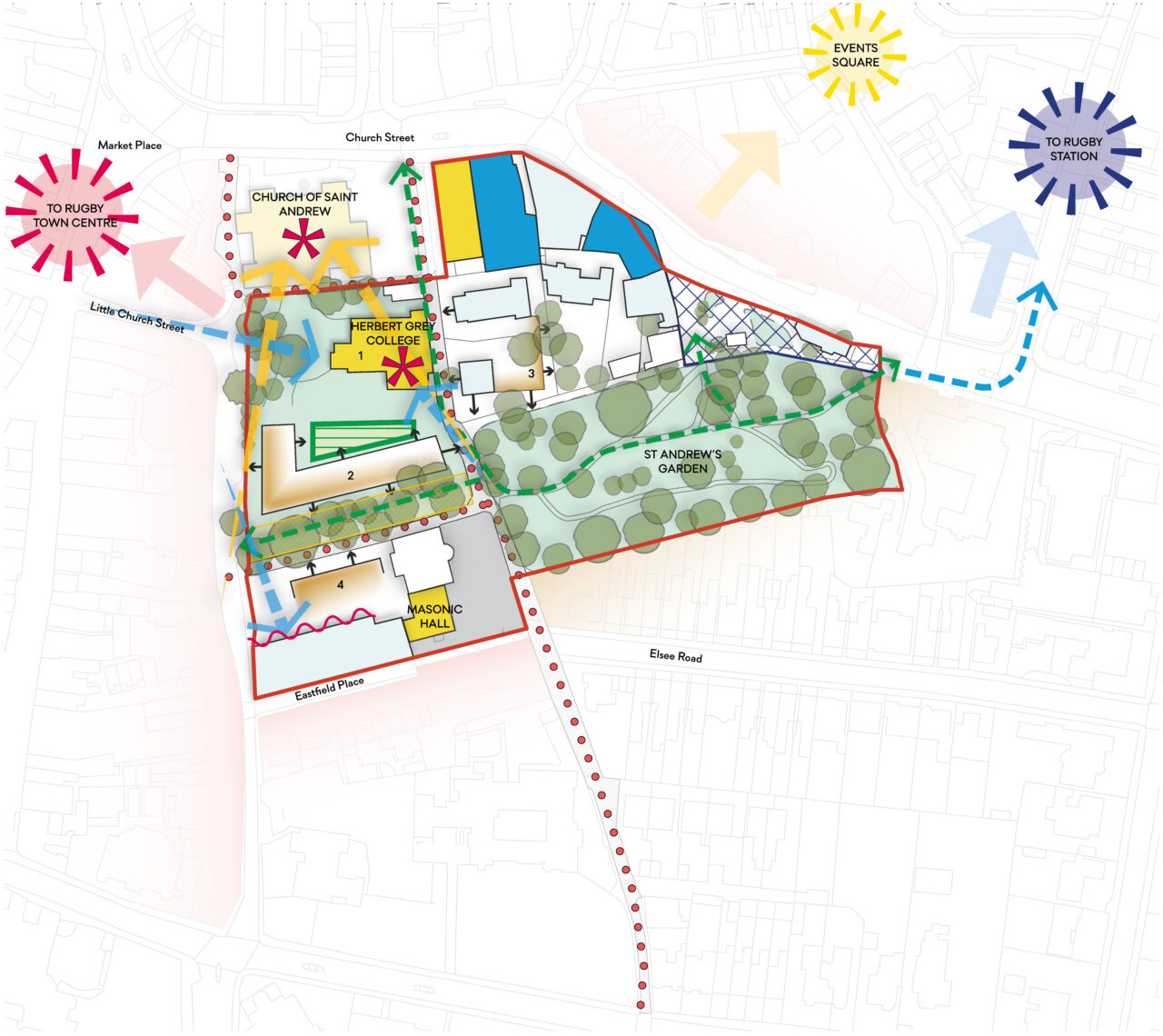 Framework plan for St Andrew's Quarter. A full description follows.