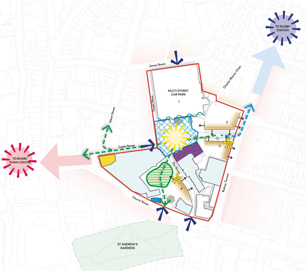 Framework plan for the Cultural Quarter. A full description follows.